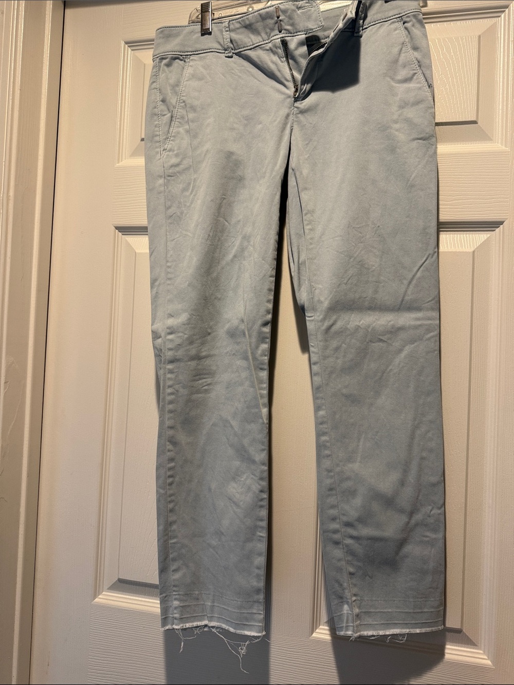 LOFT Light Blue Cropped Straight-Leg Pants